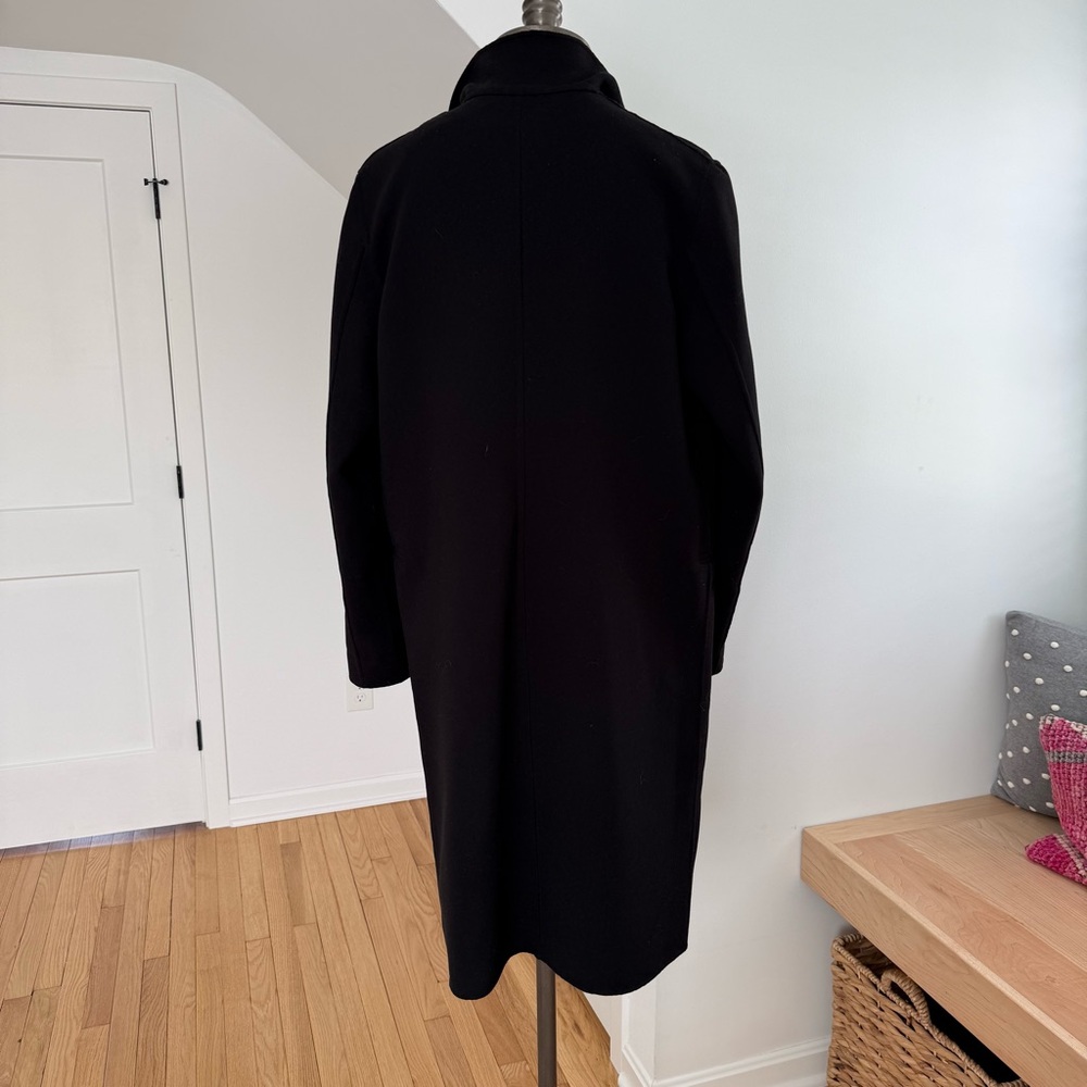 Sandro Paris Long Black Coat Single Breasted 1-Button Size 8 Medium / Large - Picture 14 of 14